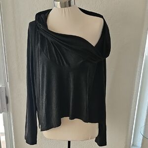 Chic Black Women's Drape Neck Blouse